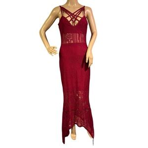 KILLSTAR Dress Womens Size S Deadly Beloved Wine Maxi Red Sheer Lace Sleeveless